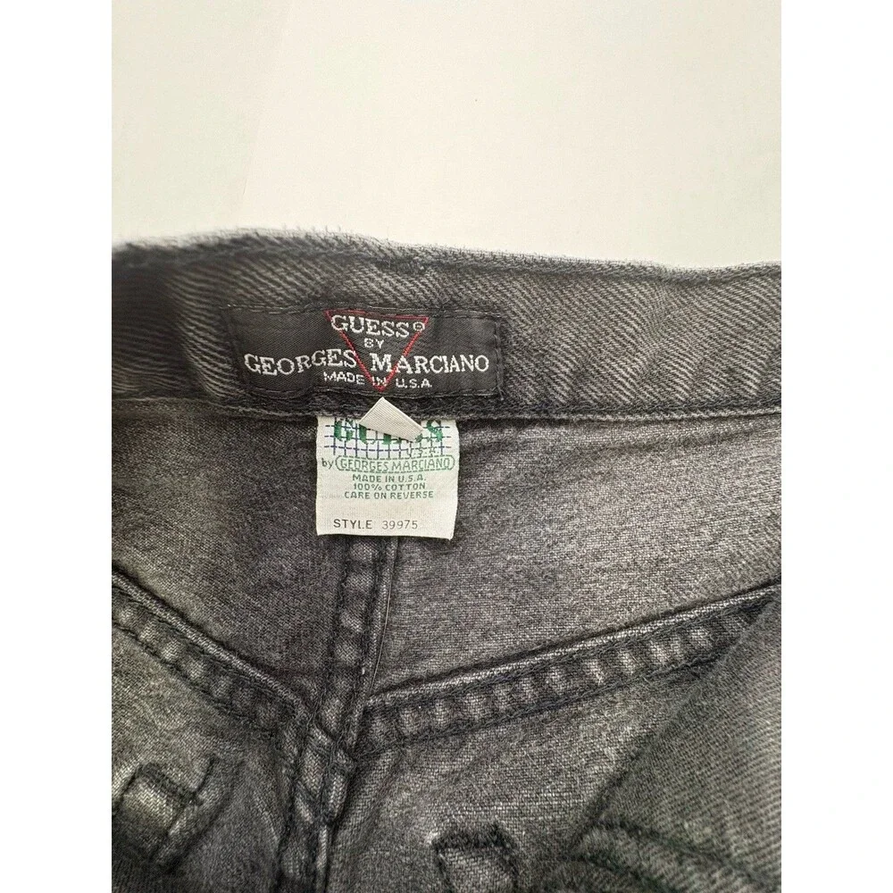 Vintage 90s GUESS by Georges Marciano Denim Shorts Womens 29 Black Gray USA